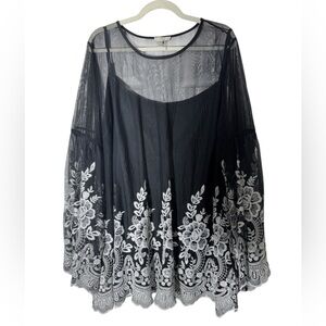 Capri Women Sheer Mesh Top – Elegant Evening, Holiday Party Blouse Size 3X